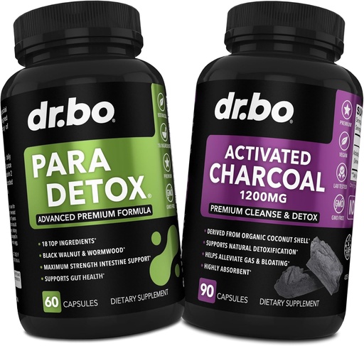 [BRSRAEI5OYORY334] Body Detox ניקויse & Charcoal כמוסות - Intestinal Digestive תמיכה תוספי עבור Stomach Gut בריאות - Pro Gut Health Intestine תוסף Binder Stomach - Wormwood Black Walnut Complex & Cloves