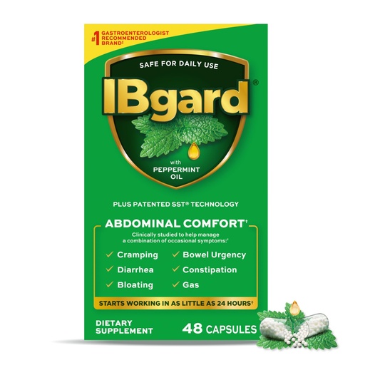 [BRSWICD6BQAB6AL6] IBgard Gut Health Supplement, Peppermint Oil Capsules for Abdominal Comfort, 48 Capsules