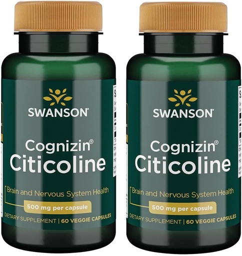 [BRSWGFD3B4FR62DD] Swanson Cognizin Citicoline 1,000 Milligrams 60 Veg Capsules (2 Pack)