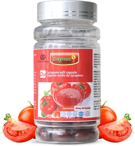 [BRSROAQQPMHAGETZ] AIHIYO Lycopene Soft Capsule, 100mg Tomato Supplement Extract, Organic Complex Formula, 500mg Per Capsule, 100 Softgel