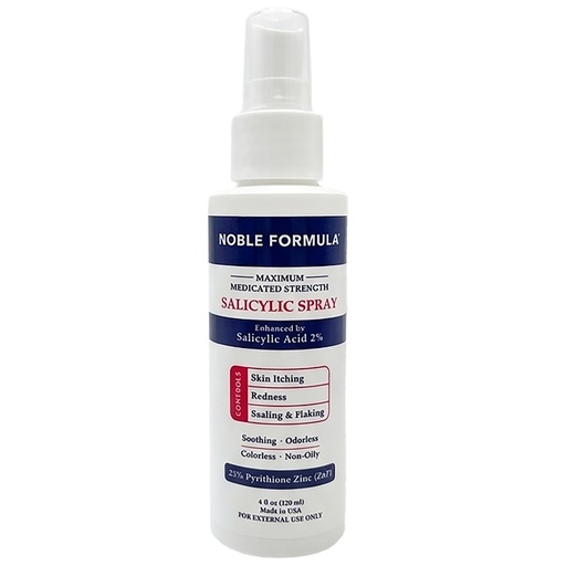 [BRSWIZD7AEAAKFDK] Noble Formula Salicylic Acid Spray with Pyrithione Zinc (ZnP), 4oz (120ml)