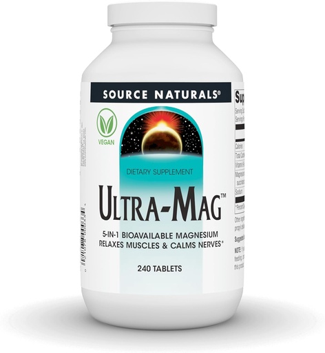 [BRSWIYTYO4HGYALE] Source Naturals Ultra-Mag High-Efficiency Magnesium Complex - Maintains Muscle & Nerve Function - 240 Tablets
