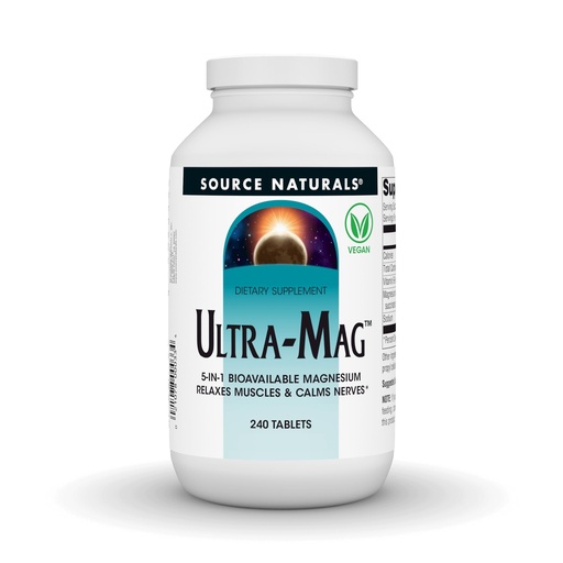 [BRSWIYTYO4HGYALE] Source Naturals Ultra-Mag, 5 in 1 -Bioavailable Magnesium, Maintains Muscle & Nerve Function* - 240 Tablets