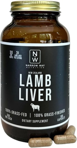 [BRSRO2YQCN4AKFDD] Lamb Liver Regeneratively Raised in New Zealand (180 Capsules), 100% Grass-Fed & 100% Grass-Finished, 30 Day Supply at 6 Capsules Daily (Kosher Bovine Gelatin Capsules)
