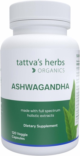 [BRSRAEIBBYIBAYLL] Tattva's Herbs Organic Ashwagandha Capsules Supplement, 2 Month Supply, 120 Veggie Capsules