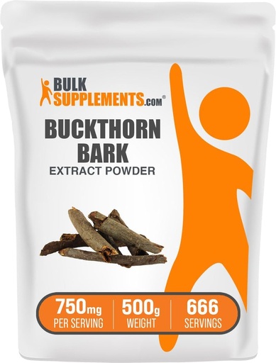 [BRSWKHAKCQAB2E33] BulkSupplements.com Buckthorn Bark Extract Powder - Buckthorn Bark Powder, Herbal Supplement - Vegan & Gluten Free, 750mg per Serving, 500g (1.1 lbs) (Pack of 1)