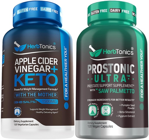 [BRSROGQ2BEBAMD33] Herbtonics Apple Cider Vinegar Capsules Plus Keto BHB | Fat Burner & Weight Loss Supplement for Women & Men - Prostate Support Supplement for Men's Health | with Saw Palmetto Beta Sitosterol