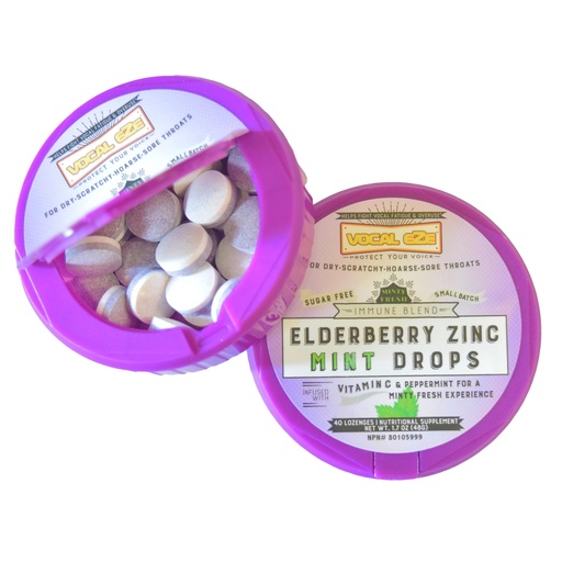 [BRSROBIYOJ5Q4DTF] Vocal Eze Elderberry Mint with Vitamin C and Zinc (40) | Lozenges to Relieve Sore, Hoarse, Fatigue, Dryness of Throat | Voice Support, Sugar Free