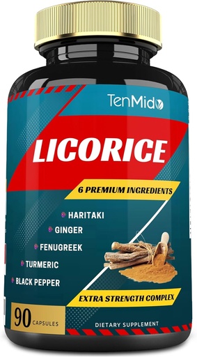 [BRSW2BQRC4BBSELO] Đại bàng Trích Licorice với Turmeric, Ginger, Fenugreek, Haritaki, Black Pepper - Hỗ trợ hàm âm - 90 Caps, 3 tháng cung cấp