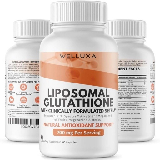 [BRSWGBQ6AECQECA7] Liposomal Glutathione (Setria® 700 mg) - Glutathione - Glutathione Supplement - Active Form Pure Glutathione - Enhanced Absorption - Non GMO Antioxidant, Detox, Cardiovascular, Immune Health (60 ct)