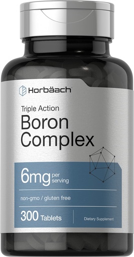 [BRSWYYIDB4CQO2D6] Horbäach Triple Boron Complex 6 mg Supplement | 300 Tablets | for Men and Women | Vegetarian, Non-GMO & Gluten Free | Triple Action Boron Citrate, Boron Glycinate, Boron Asparate