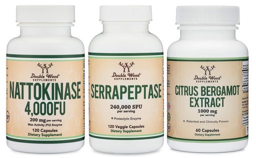 [BRSRAYIEPIHBA2D7] Nattokinase Supplement (120 Capsules), Serrapeptase (120 Capsules), Citrus Bergamot (60 Capsules)
