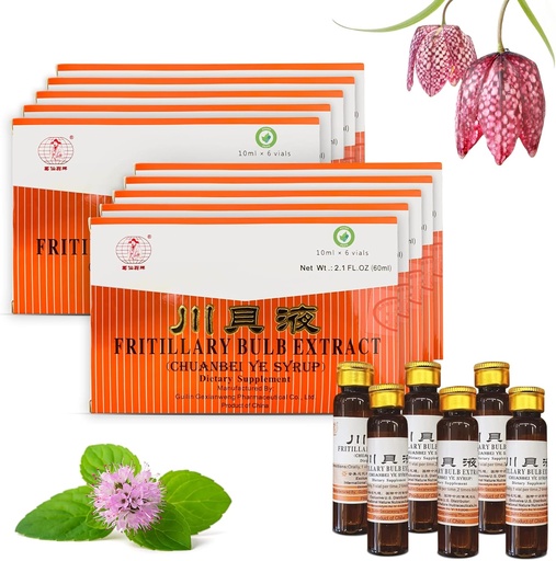 [BRSRMAIHDMCRQDLZ] 10 Pack of HerbsDepo Fritillary Bulb Extract - Sweet, Delicious, Non Drowsy and Effective Oral Liquid Dietary Supplement Cough Syrup (Chuanbei Ye Syrup) - 60 Bottles (10 ml per)