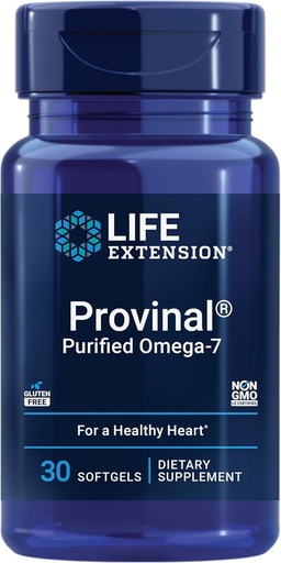 [BRSWIGQPBUDBYYI3] Life Extension Provinal Purified Omega-7, palmitoleic Acid derived from Highly Concentrated Marine Oil, Cholesterol, triglycerides & Heart Health Support, Gluten-Free, Non-GMO, 30 softgels