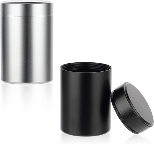 [BRSRAGL6OF6B4AA6] 2pcs Portable Metal Pill Organizer, Round Daily Pill Box Holder Pocket Small Pill Case Medicine Organizer Vitamin Bottle Containers for Traveling Outdoor Fish Oils Supplements (Black+Silver)