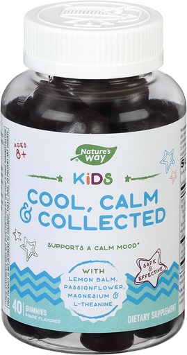 [BRSWY2QOAQCGE2TG] Nature's Way Kids Cool & Calm Gummies, soporta un estado de ánimo en nenos de 8 +*, limón Balm, magnesio, vitamina B6, L-Theanine, Grape Flavored, Vegetarian, 40 Count (Packaging May Vary)