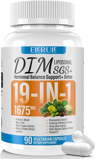 [BRSRAAIDOICA4GT7] DIM Supplement Estrogen Balance for Women & Men, 1675 mg Estrogen Supplement Hormonal Acne Support, Menopause Support, Antioxidant Support,DIM SGS 90 Veggie Capsules,44 Day Supply-067