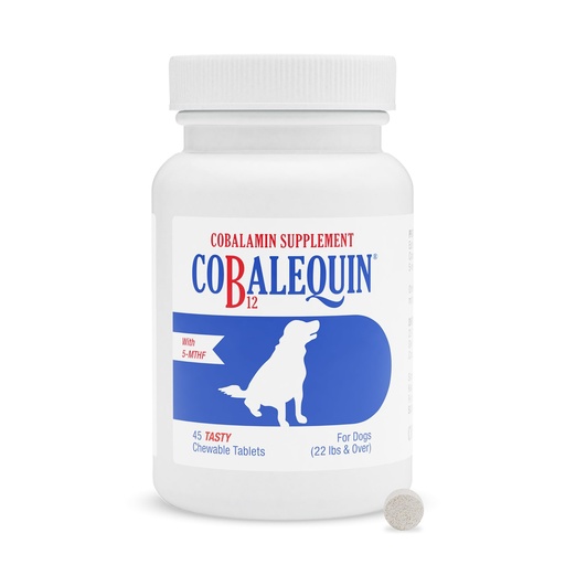 [BRSWGHY6CB4GA3AZ] Nutramax Cobalequin B12 for Dogs, Oral Cobalamin Supplement with Folate, Vitamin B12 for Dogs Over 22 lbs., Supports GI Health, Chewable Tablets, 45 Count