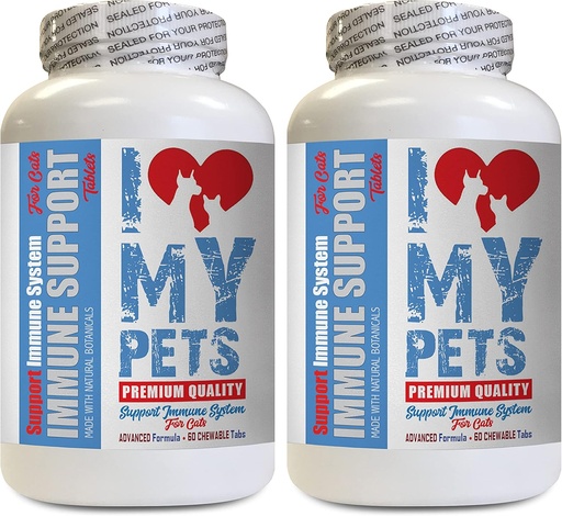 [BRSWGGI6A4NWMHLO] I LOVE MY PETS LLC cat Immune System Support - CAT Immune Support - Booster - Healthy Supplement - Allergy Relief for Cats - 120 Treats (2 Bottles)