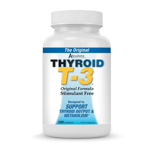 [BRSWIYQPCJYRED3Y] Absolute Nutrition Thyroid T-3 Radical Metabolic Booster, Energy & Focus Unflavored Thyroid Support Formula Capsules, Natural Metabolism Booster, Support Healthy Thyroid Function, 180 Capsules