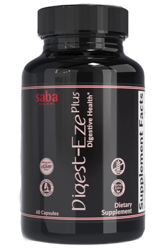 [BRSRMFQYOIPQEYDZ] Saba Digestive-EZE Plus–Broad Spectrum Plant-Sourced Enzymes, Prebiotics & Probiotics -Support Digestive & Gut Functions, Immunity & Absorption with Betaine, Bromelain -60 Capsules