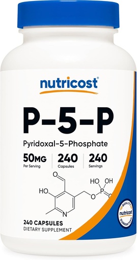 [BRSWYCY2PIOWA2D3] Nutricost P5P Vitamin B6 dodatek 50mg, 240 Kapsule (Pyridoxal-5-Fosfat) - vegetarijansko prijazno, ne-GMO, Gluten prost