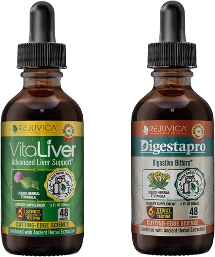 [BRSW2CTRAQFQMCLX] Rejuvica Health VitaLiver & DigestaPro - Advanced Liver & Digestion Support - Liquid Delivery for Better Absorption - Milk Thistle, Chanca Piedra, Artichoke, Dandelion & More!