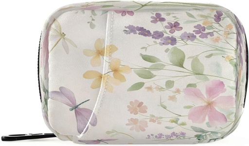 [BRSRABT5PJYRS3QV] Burbuja Wildflowers Dragonfly Travel Pill Case, Weekly Portable Pill Box 7 dagen Pillen Organisator om Medicine Vitamine Supplement met rits voor reizen vast te houden