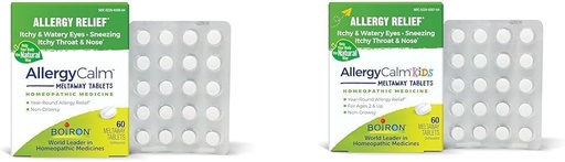 [BRSRAY33AEBWOC3H] Boiron AllergyCalm Tablets for Allergy Relief Bundle with Adult 60 Count and Kids 60 Count