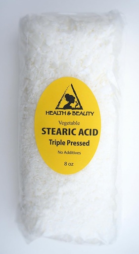 [BRSWKZIGBAAQGGQ7] Stearic Acid Vegetable Triple Pressed Cosmetic Grade Pastilles Beards 100% Pure by H&B Oils Center (8 oz)