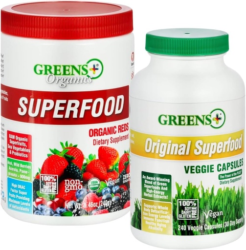[BRSROCQFAQCGGA34] Greens+ Organic Reds Superfood Powder Organic Super Veggie Capsules
