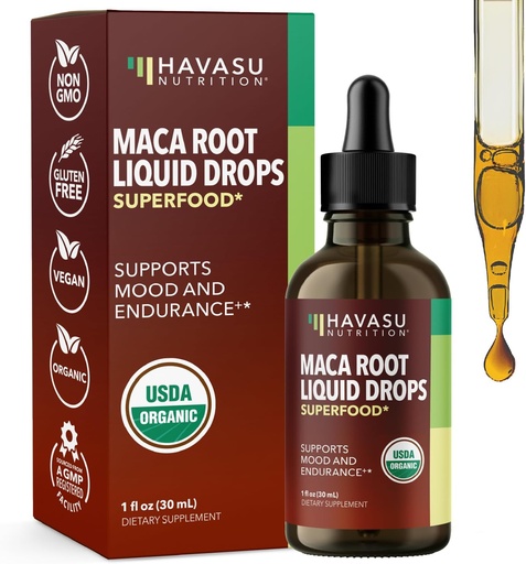 [BRSRMH35DF5BEFLB] נוזל שורש אורגני Maca Root Drops - תמיכה הורמונלי, Mood, ואנרגיה אצל נשים וגברים - Lepidium Meyenii כדי לתמוך ביצועים ו Vitality - non-GMO, טבעוני, Unflavored - 60 משרתים