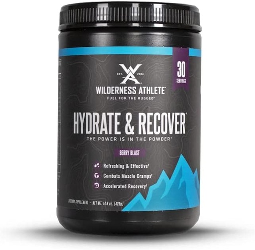 [BRSWKHYICYHWKAI5] Wilderness Athlete - Hydrate & Recover | Liquid Hydration Powder Electrolyte Drink Mix - Recover Faster with Bcaas - Hydrate Powder with 1000mg of Vitamin C - 30 Serving Tub (Berry Blast)