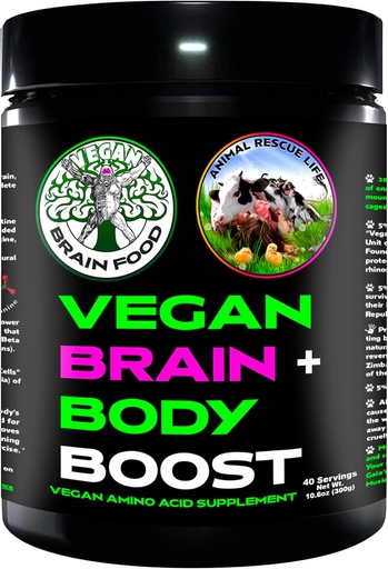 [BRSWYBICOB7AEHTB] Vegan Brain & Body Boost: The Cherry On Top of A Plant-Based Lifestyle | Working Intelligence | Anti-Aging | Physical Fitness | Vegan Amino Acids - Creatine, Taurine & Beta Alanine | 40 Servings/300g