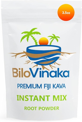 [BRSWYFACCR7A2ETG] All-Natural Micronized Instant Kava Drink Mix, Premium Fidzsi Kava Kava Powder, Kava Fijian Root Powder, No Strining Needed, 3.5 oz / 100 Nagyi