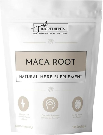 [BRSRAFAHOJYRMADZ] JUST INGREDIENTS Organic Maca Root Powder | 100 Servings | 100% Organic & Vegan Superfood | Supports Natural Wellness and Hormonal Balance | No Artificial Additives