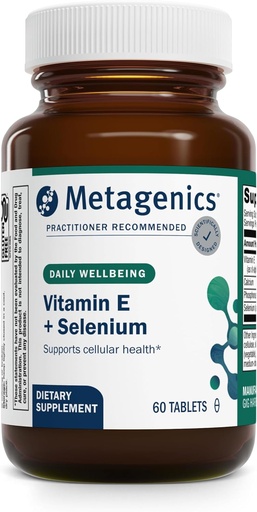 [BRSWIYABCADGIED4] Metagenics E-400 Selenium Suplemento - Vitamina E " Selenium Antioxidant Fórmula con Calcio " Phosphorus - Apoyo Immune, Skin, Eye " Cellular Health* - Sin gluten, Vegetariano - 60 Tablets