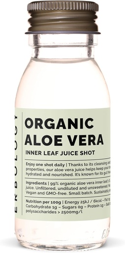 [BRSW2HAYOUCRGALF] Erbology Organik Aloe Vera Juice 12 Günlük Shots (2 fl oz) - Immunity Support and Detox - İç Yapraktan - Çiftden İspanya'da Çift - Undiled - Ek Olmayan Şeker - Non-GMO - Recyclable Glass Şişe Şişe Şişe