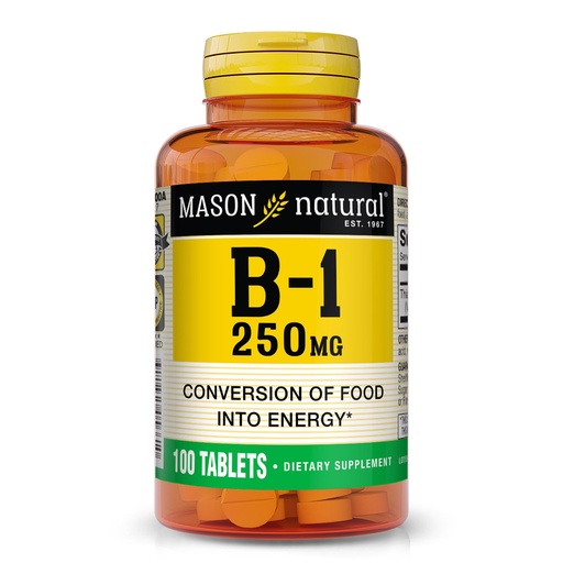 [BRSWIZ3ZBUCAMYDC] MASON NATURAL Vitamin B,1 Thiamine 250 mg, 100 Day Supply Dietary Supplement, Easy,to,Swallow Tablets, Support Energy Production & Healthy Metabolism