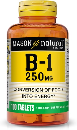 [BRSWIZ3ZBUCAMYDC] SON NATURAL 비타민 B, 1 Thiamine 250 mg, 100 일 공급 Dietary 보충교재, 쉬운, to, Swallow 정제, 지원 에너지 생산 & 건강한 대사