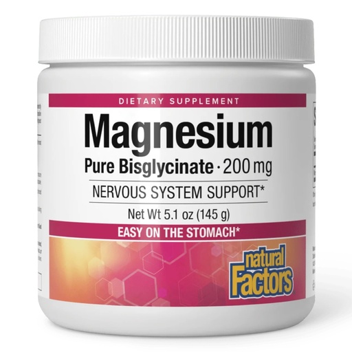 [BRSWYBTYDN5BA3I6] Natural Factors Magnesium Bisglycinate Powder - Whole-Body Health Support Supplement - Natural Magnesium Supplement Supports Bone Strength & Health - 5.1 oz (50 Servings)