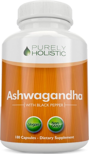 [BRSWGGT4CN6AKELL] Rent Holistisk Organisk Ashwagandha 1300mg - 180 Veganske Kapsler - 650mg Ashwaganda per Capsule - 3 Måneders Tilgang - Høj Styrke Ashwaganda Root Uddrag med sort peber