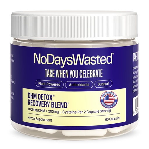 [BRSRAZQKOEBWE2DZ] No Days Wasted DHM Detox, 60 Capsules (30 Servings) - Jar - Take During Evening for Better Next Day and Recovery