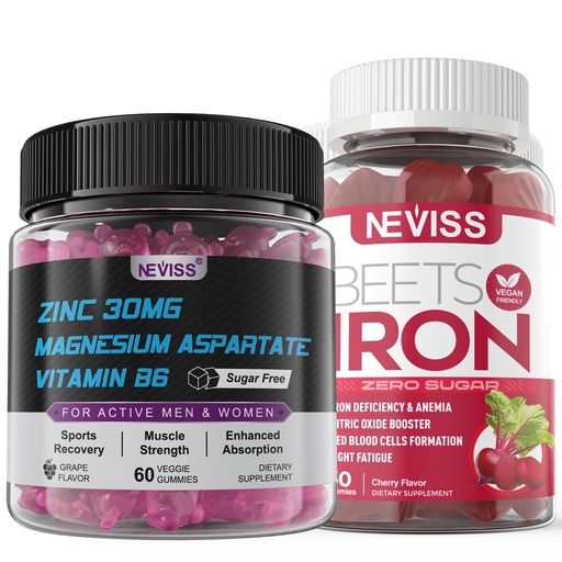 [BRSRAHAQBANAYG3H] Iron Gummies with Zinc and Magnesium Supplement