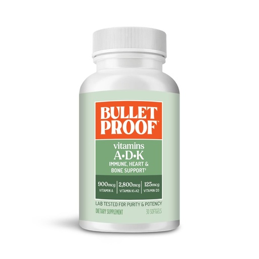 [BRSWGFL4OQPGC23L] Bulletproof Vitamins A-D-K Softgels, 30 Count, Supplement for Heart, Bone Health and Immune Support