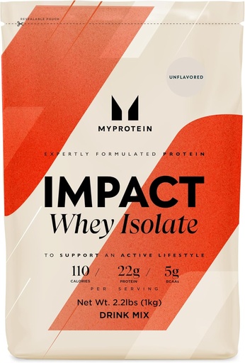 [BRSWIGIKB54GM2Y7] Myprotein Impact Whey Protein izolátum, 2,2 LBS (40 Servings) ízesítetlen, 22g fehérje, 3.5g Glutamin & 4.5g BCAA Per szerving, Shake for Muscle Strength & Recovery
