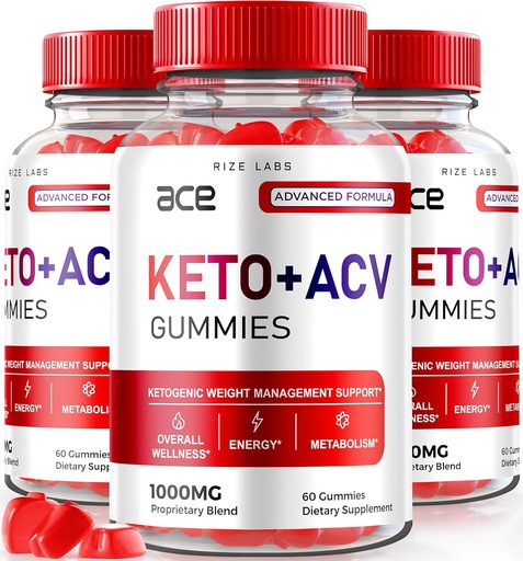 [BRSROZT7A4OR4YLV] rize labs - Ace Keto ACV Gummies, Advanced Weight Loss 1000mg, Apple Cider Vinegar Supplement (180 Gummies)