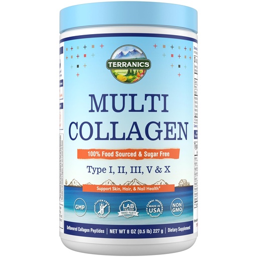 [BRSROFQ6BEOWYE3F] Terranics Multi Collagen Peptides Powder, Type I II III V X Hydrolyzed Collagen for Women+Men, Collagen Supplements, Fast Dissolve, Unflavored Colageno, No Sugar, Keto, 8oz