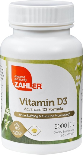 [BRSWIGAHCACAEF3C] Zahler Vitamin D3 5000 IU - 250 Softgels