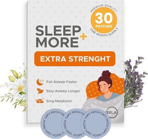 [BRSRMHD6CF7QY3TV] Sleep Patches Extra Strength for Adults - 5 mg Melatonin Patch with GABA, Magnesium & Valerian Root - Sleeping Device for Insomnia, Relaxation & Reduce Fatigue - Sleep Aid Slow Release - 30 Patches